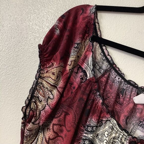 Judith Y2K Whimsigoth Witchy Fairy Grunge Paisley Milkmaid Blouse 1X - Picture 2 of 12